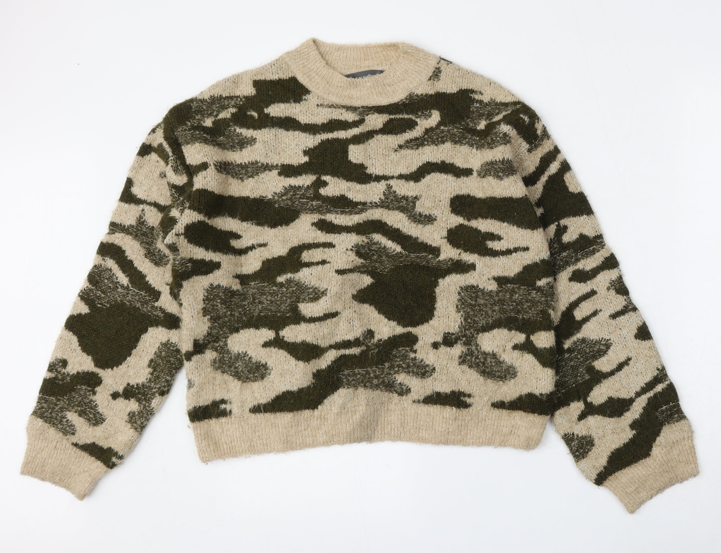 Primark Womens Multicoloured Round Neck Camouflage Acrylic Pullover Jumper Size 10