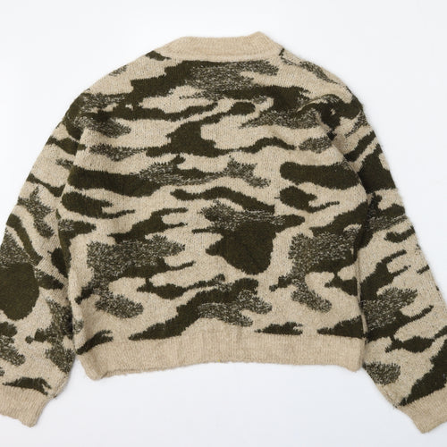 Primark Womens Multicoloured Round Neck Camouflage Acrylic Pullover Jumper Size 10