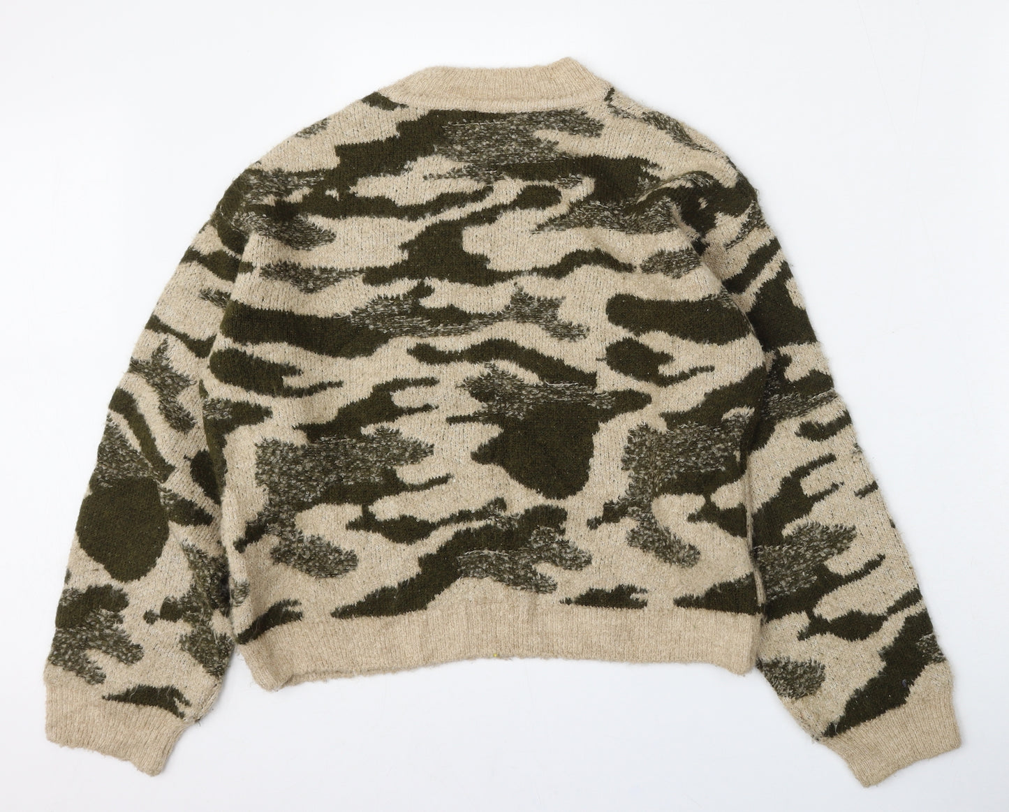 Primark Womens Multicoloured Round Neck Camouflage Acrylic Pullover Jumper Size 10