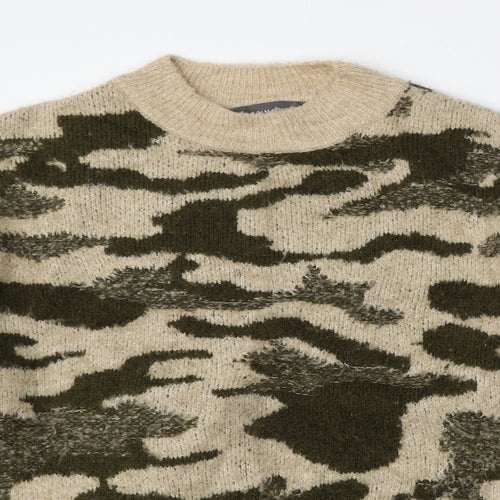 Primark Womens Multicoloured Round Neck Camouflage Acrylic Pullover Jumper Size 10