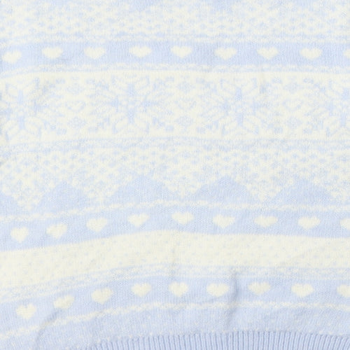 Matalan Womens Blue Round Neck Geometric Acrylic Pullover Jumper Size S