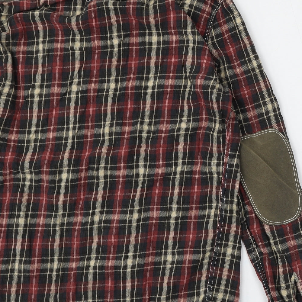 Firetrap Mens Multicoloured Plaid Cotton  Button-Up Size L Collared Button