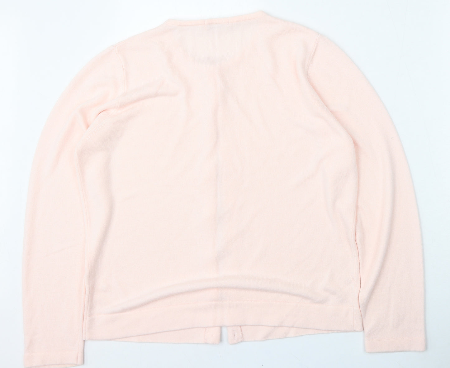 Classic Womens Pink Round Neck  Polyester Cardigan Jumper Size L