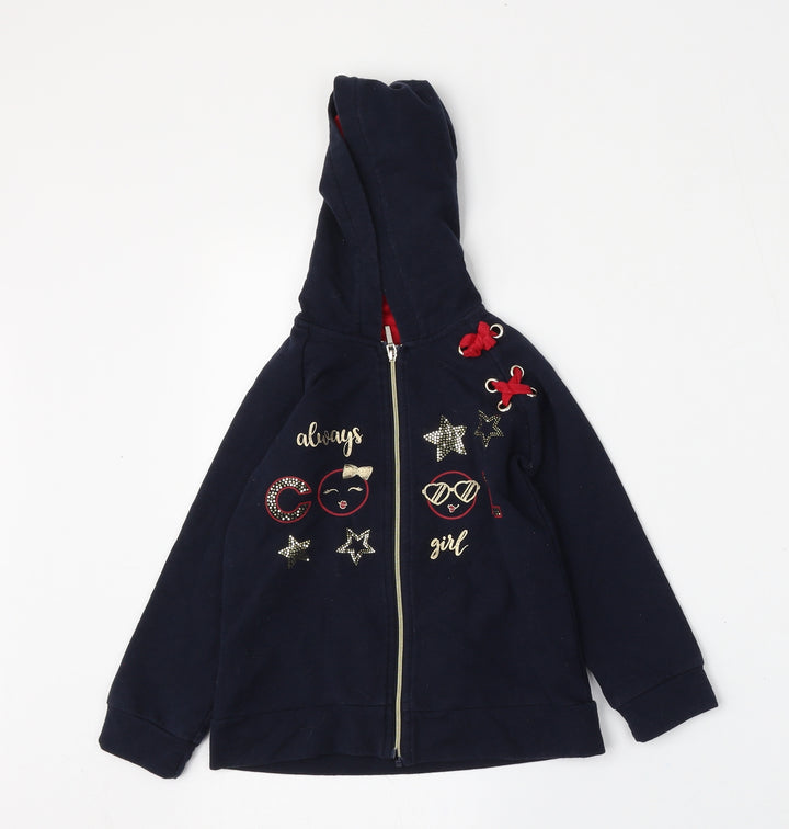 Mayoral Girls Blue Cotton Full Zip Hoodie Size 4 Years Zip