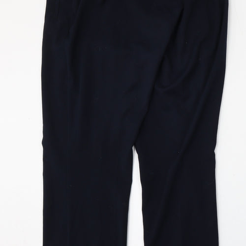 Marks and Spencer Womens Blue  Polyester Trousers  Size 14 L28 in Regular Hook & Eye
