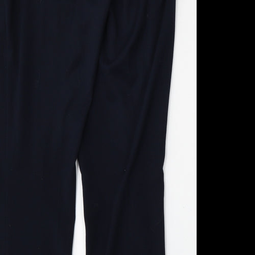 Marks and Spencer Womens Blue  Polyester Trousers  Size 14 L28 in Regular Hook & Eye