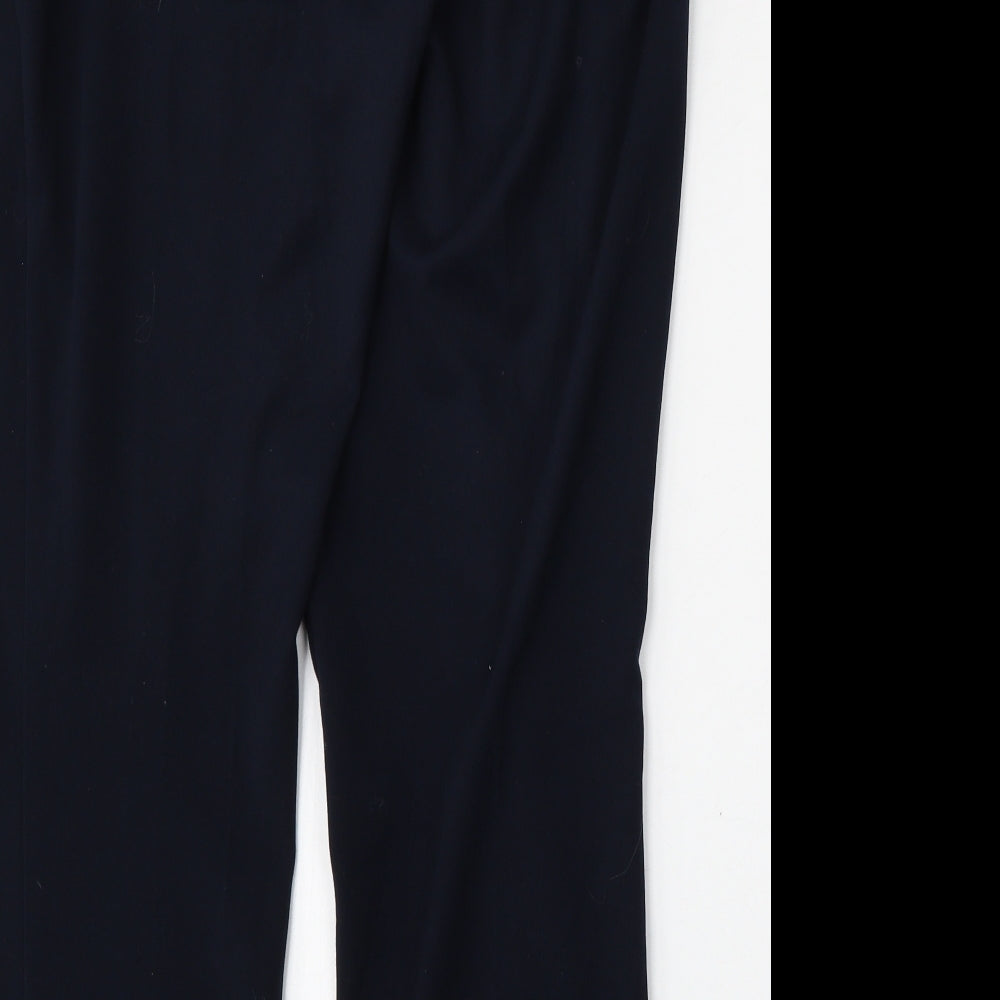 Marks and Spencer Womens Blue  Polyester Trousers  Size 14 L28 in Regular Hook & Eye