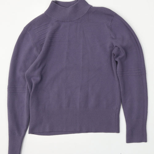 Editions Womens Purple Mock Neck  Polyester Pullover Jumper Size 10