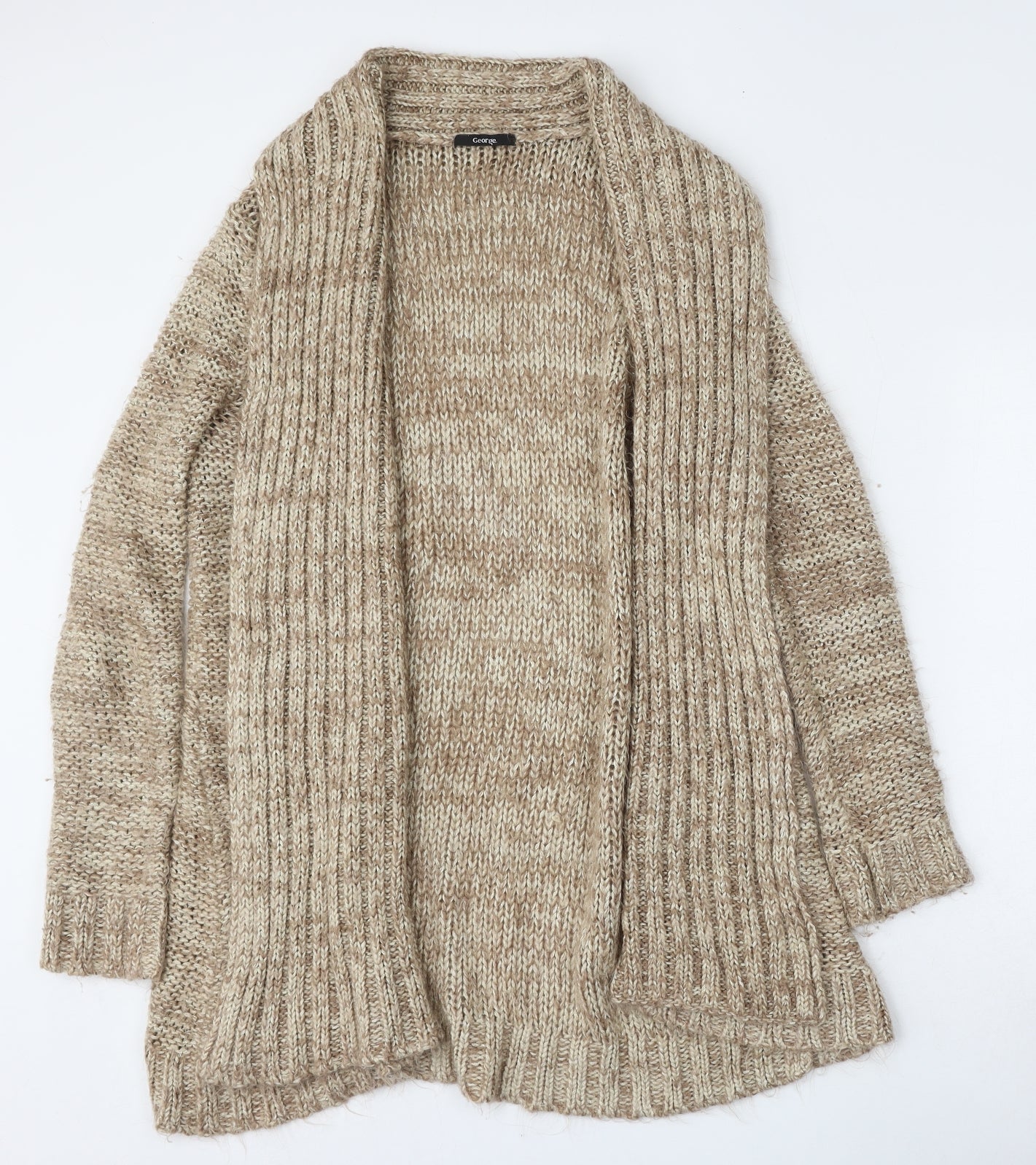 George Womens Brown Roll Neck  Acrylic Cardigan Jumper Size 14