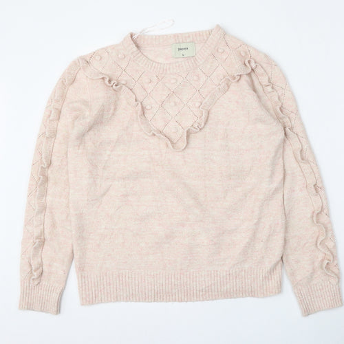 Matalan Womens Pink Round Neck  Acrylic Pullover Jumper Size M