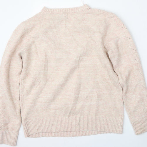 Matalan Womens Pink Round Neck  Acrylic Pullover Jumper Size M