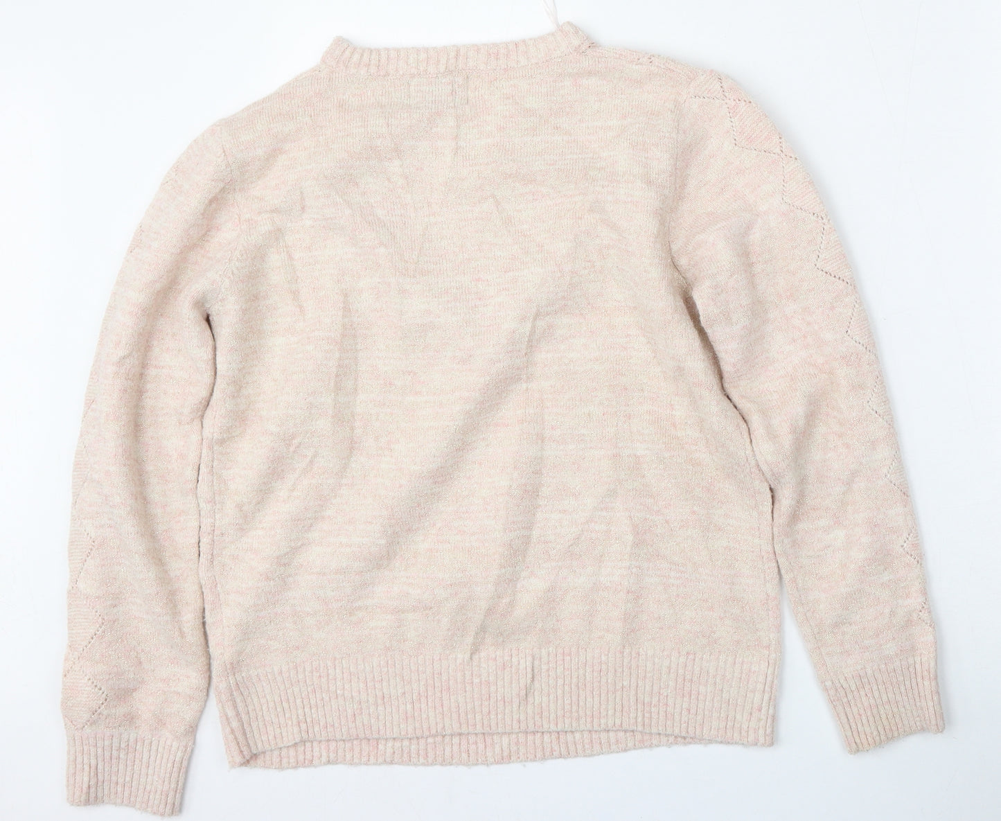 Matalan Womens Pink Round Neck  Acrylic Pullover Jumper Size M