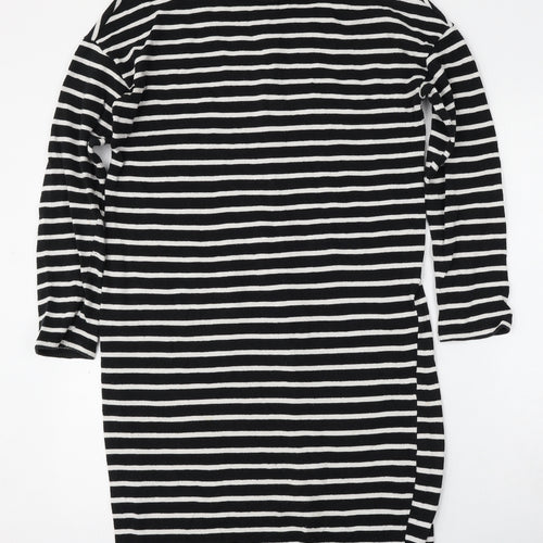 Zara Womens Blue Round Neck Striped Polyester Pullover Jumper Size S
