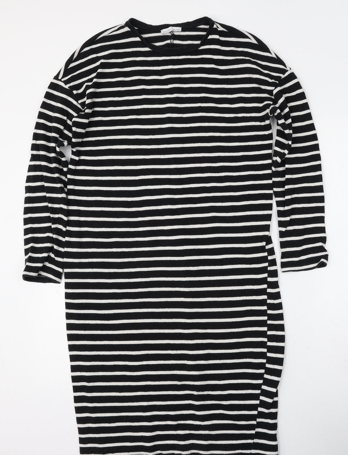 Zara Womens Blue Round Neck Striped Polyester Pullover Jumper Size S