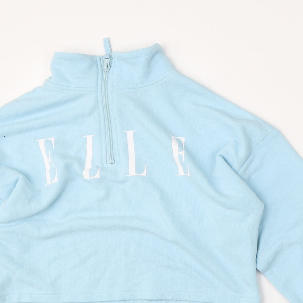 Elle Junior Girls Blue  Cotton Pullover Sweatshirt Size 10-11 Years  Zip