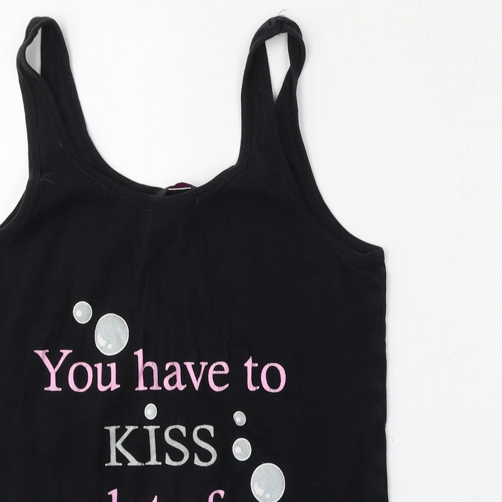 La Senza Womens Black  Cotton Basic Tank Size 18 Round Neck