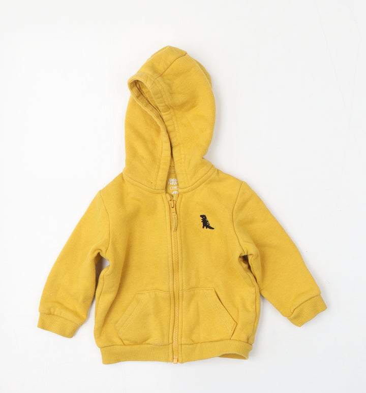 F&F Boys Yellow Cotton Full Zip Jumper Size 3-6 Months Zip