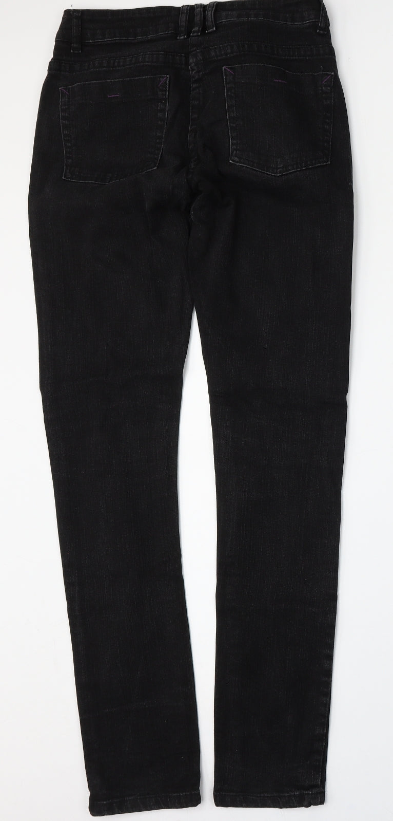 Preworn Womens Black  Polyester Skinny Jeans Size 30 L30 in Regular Button