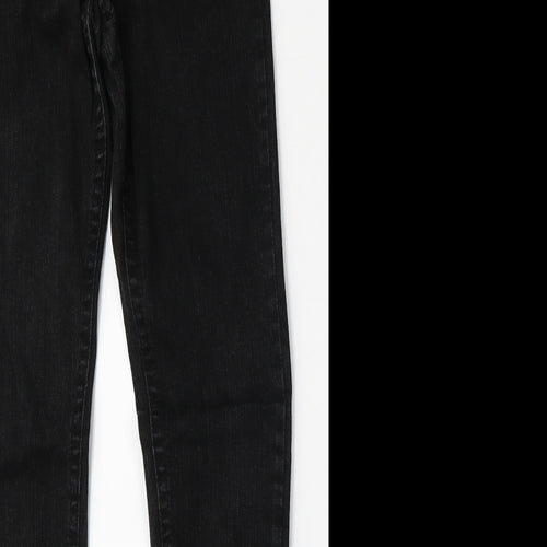 Preworn Womens Black  Polyester Skinny Jeans Size 30 L30 in Regular Button
