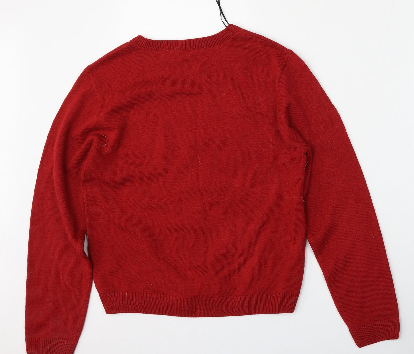 H&M Girls Red Round Neck  Acrylic Pullover Jumper Size 13-14 Years   - Christmas