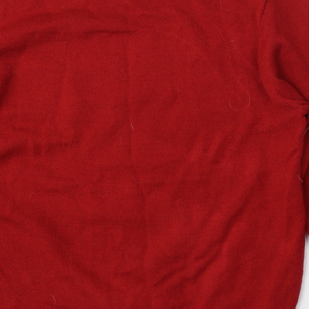 H&M Girls Red Round Neck  Acrylic Pullover Jumper Size 13-14 Years   - Christmas
