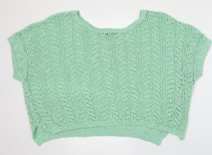 New Look Womens Green Round Neck  Polyester Pullover Jumper Size L