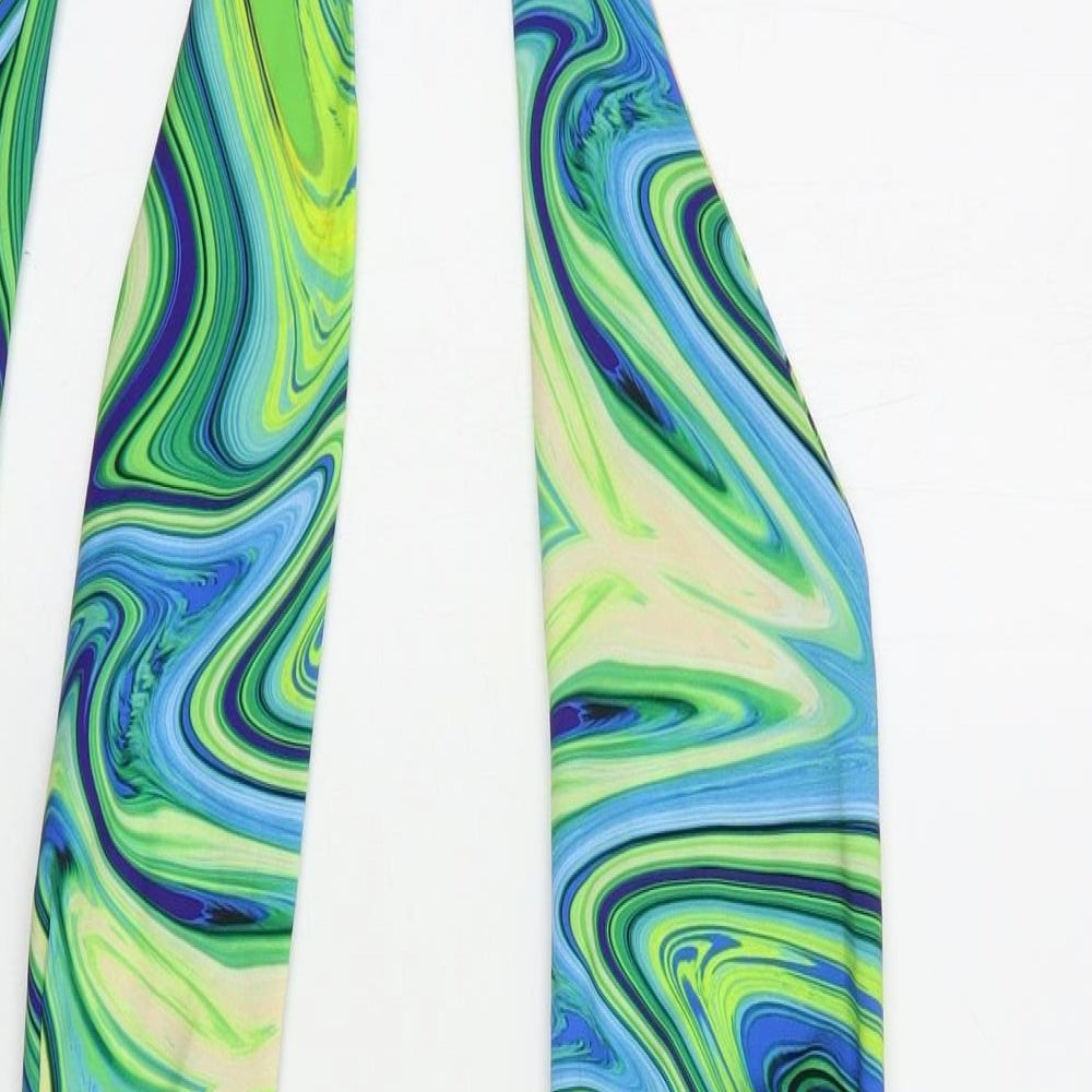 Rebellious Womens Multicoloured Geometric Patent Leather Mini  Size 12  Halter Tie