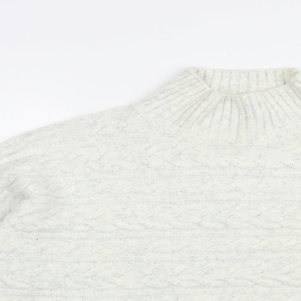 New Look Womens Grey High Neck  Acrylic Pullover Jumper Size M   - Cropped