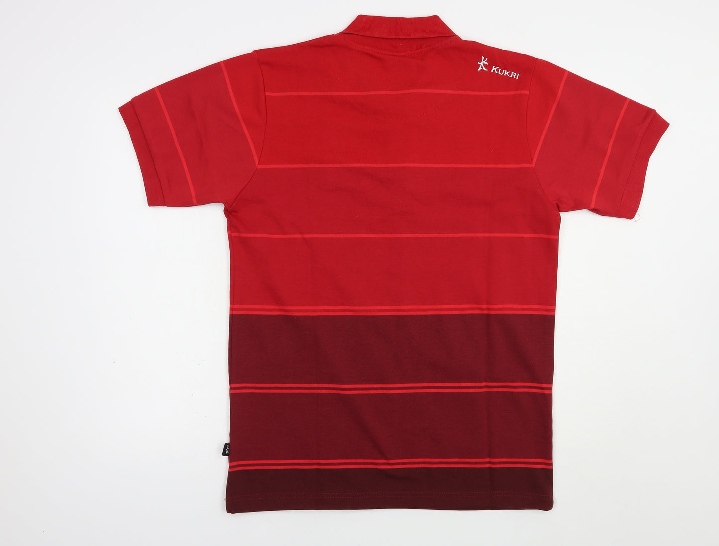 Kukri Mens Red Striped Polyester  Polo Size L Collared Button - Ulster Rugby