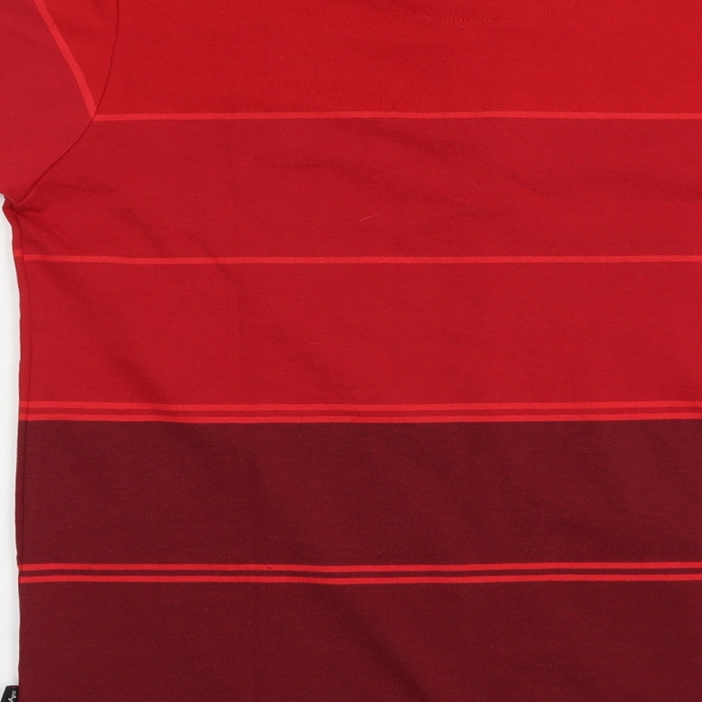 Kukri Mens Red Striped Polyester  Polo Size L Collared Button - Ulster Rugby