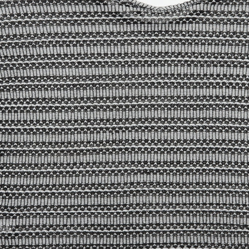 NEXT Womens Grey Scoop Neck Striped Polyester Pullover Jumper Size 14