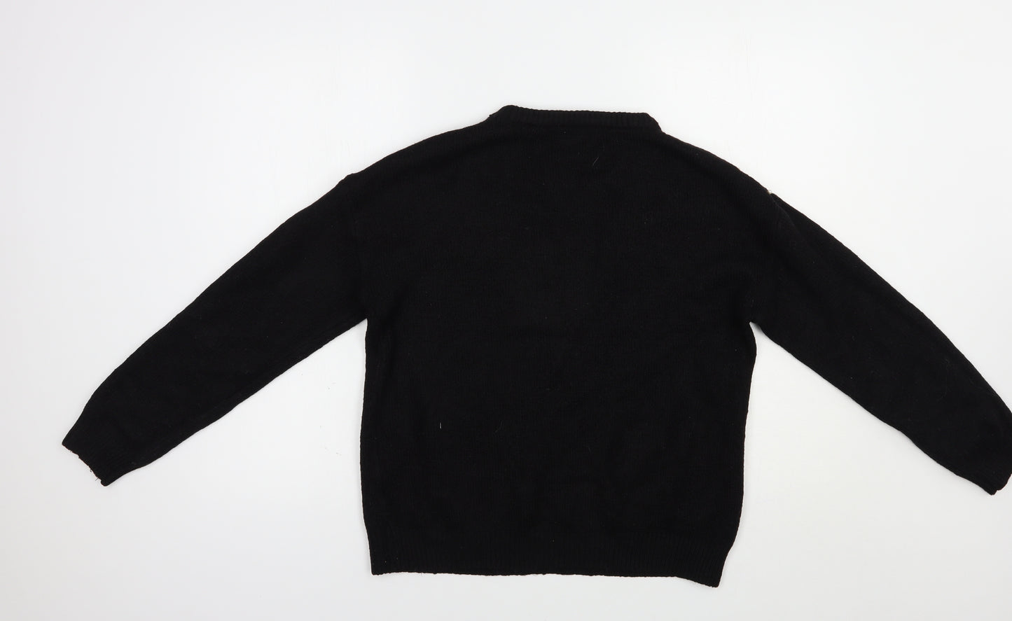 Primark Womens Black Crew Neck  Acrylic Pullover Jumper Size 10