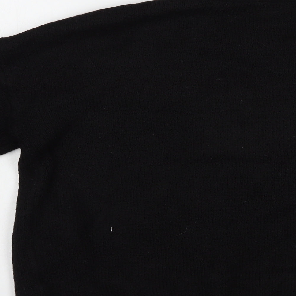 Primark Womens Black Crew Neck  Acrylic Pullover Jumper Size 10