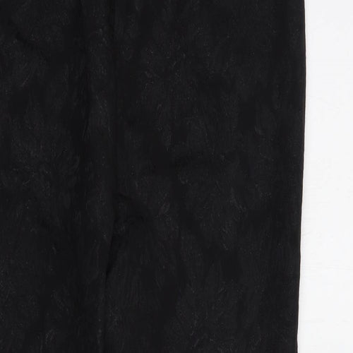 NEXT Womens Black Floral Cotton Dress Pants Trousers Size 10 L29 in Regular Hook & Eye
