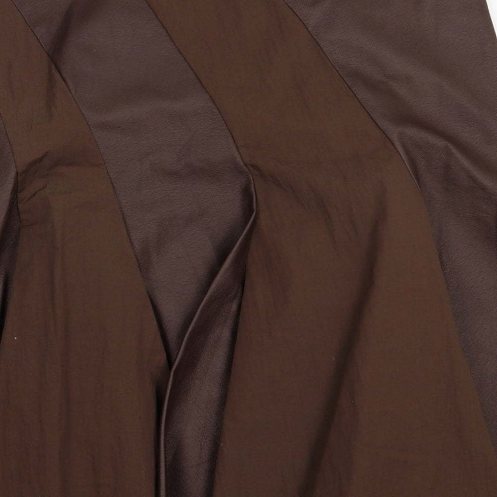 Almost Famous Womens Brown  Polyester A-Line Skirt Size 10   Zip