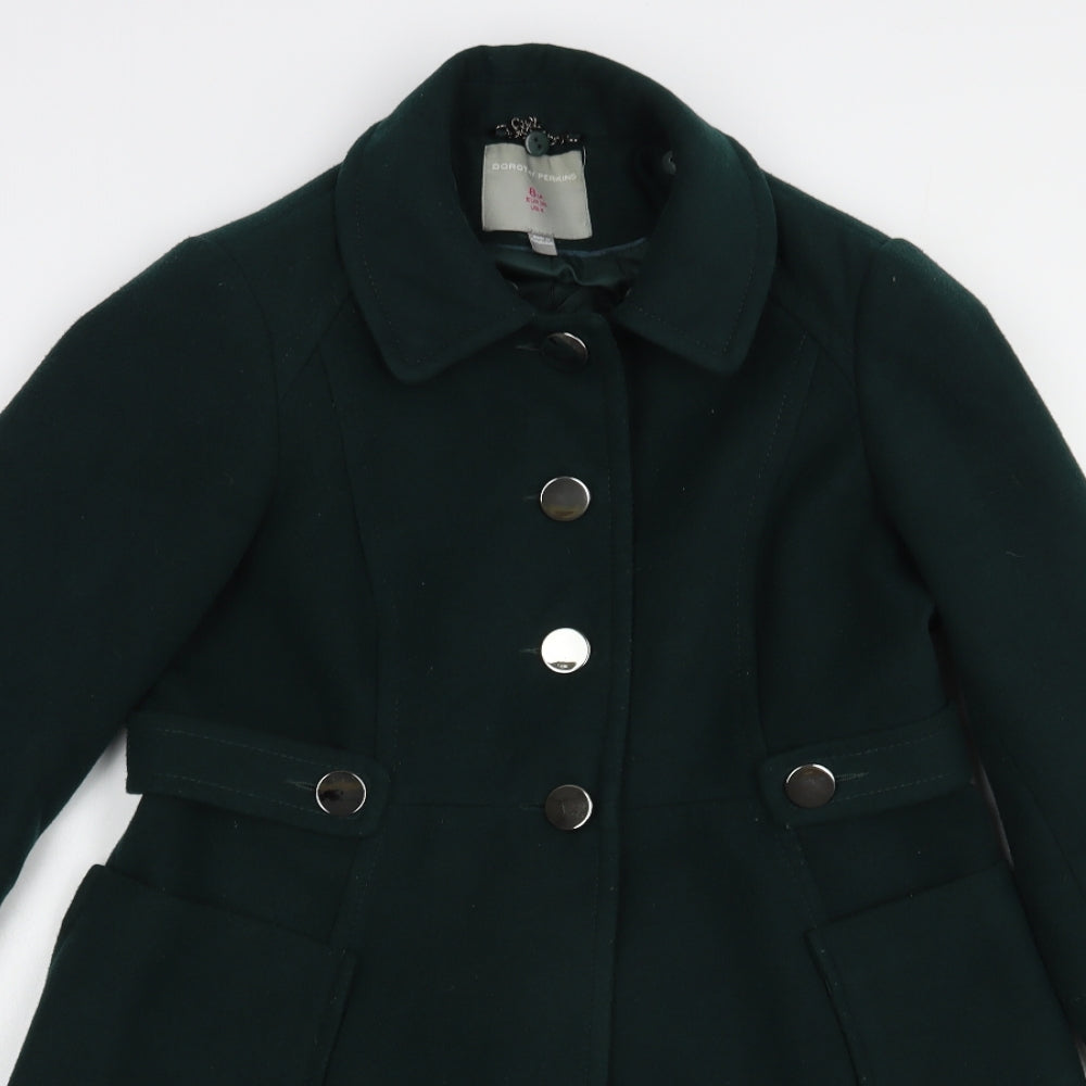 Dorothy Perkins Womens Green   Pea Coat Coat Size 8  Button