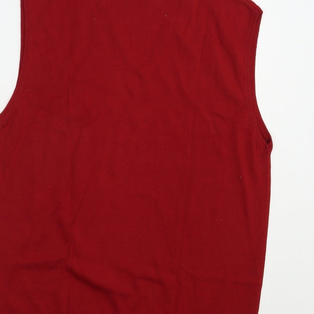 Cedarwood State Mens Red V-Neck  Cotton Vest Jumper Size L