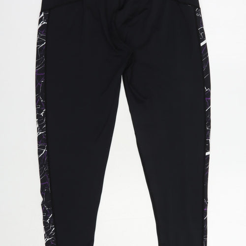 Millie & Gym Womens Black Geometric Polyester Compression Leggings Size L L28 in Regular
