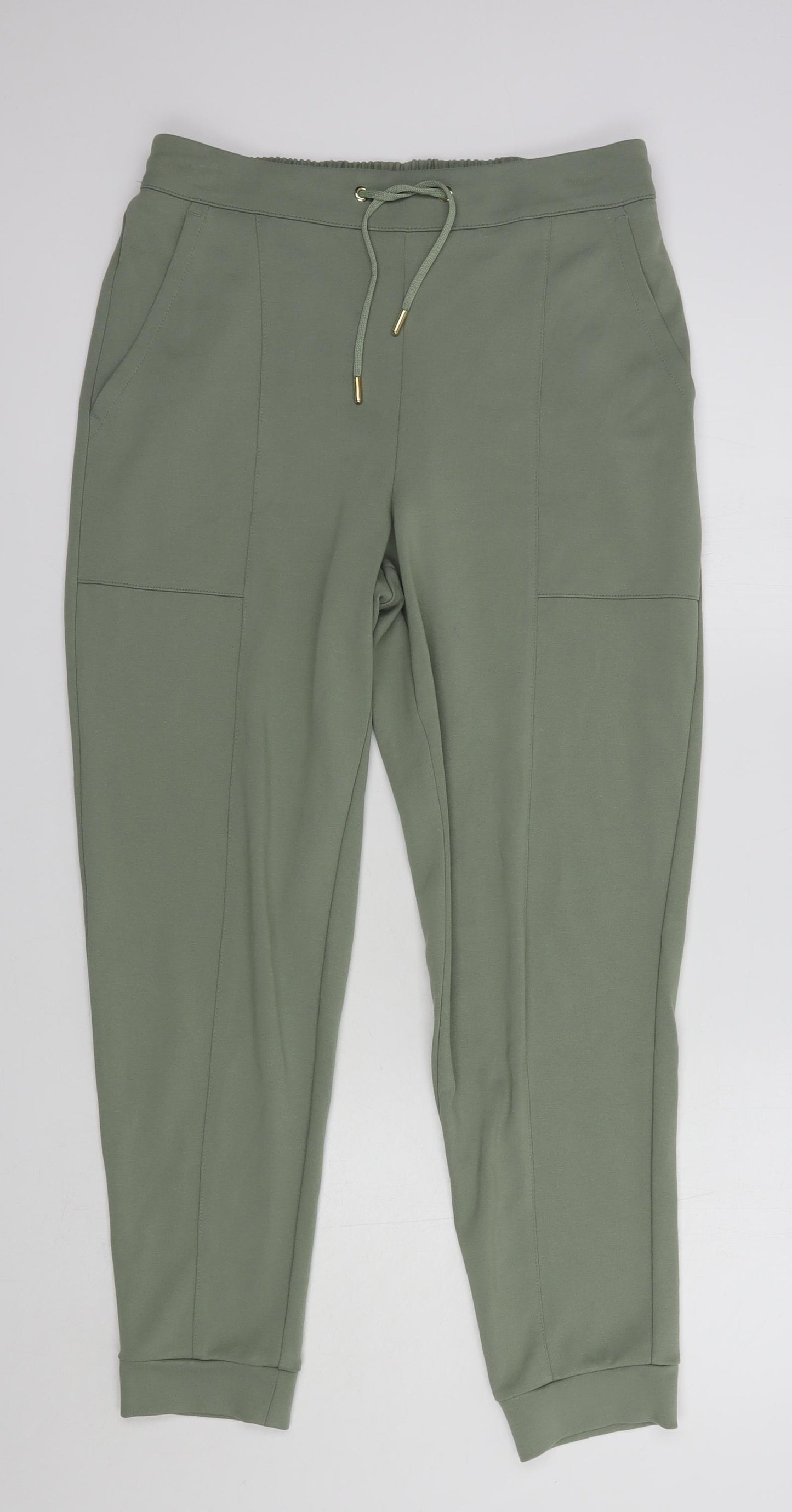 F&F Womens Green  Viscose Jogger Trousers Size 12 L29 in Regular Drawstring