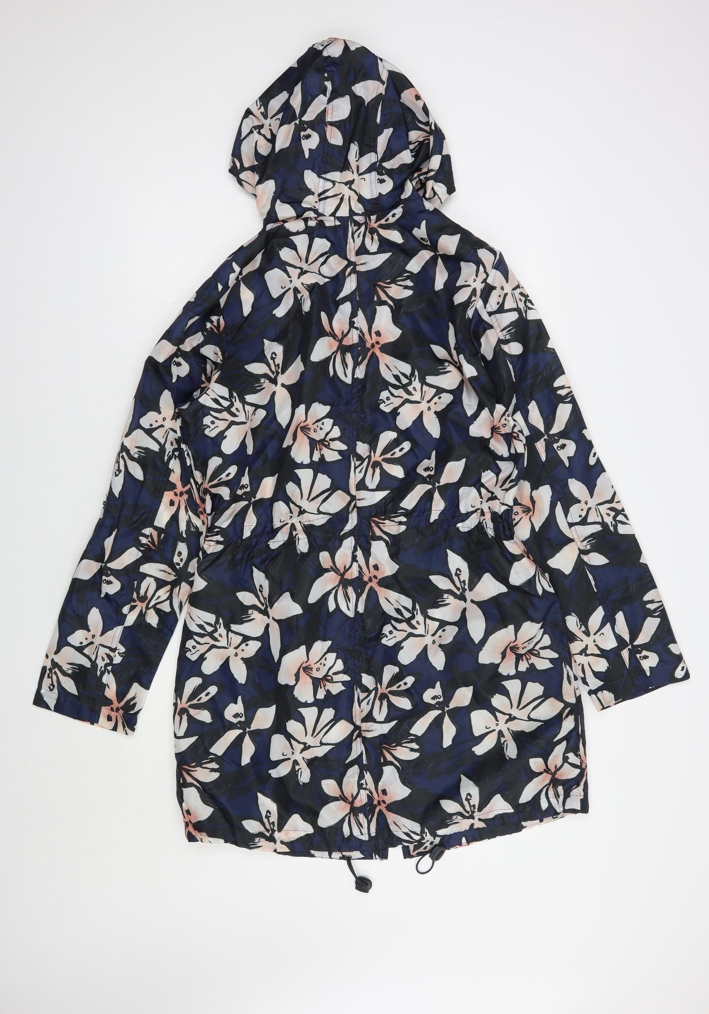 George Womens Blue Floral  Rain Coat Coat Size 12  Zip