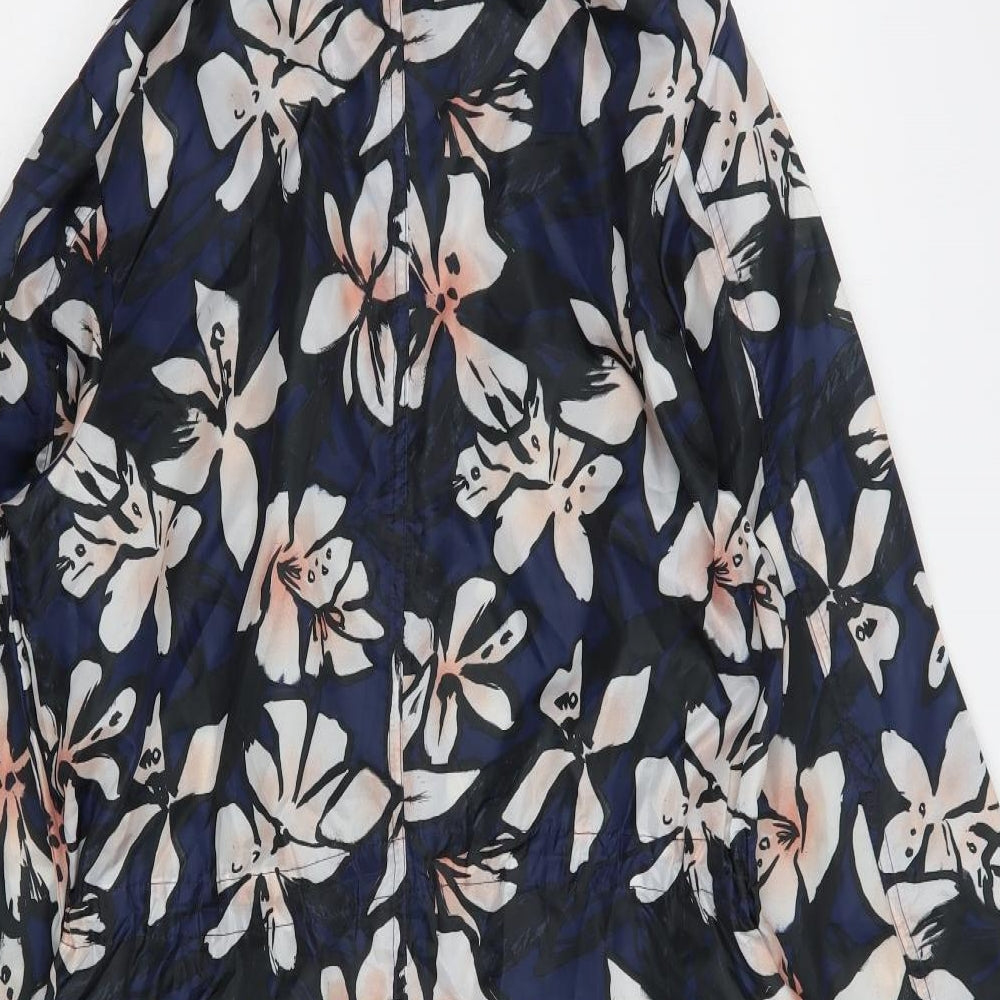 George Womens Blue Floral  Rain Coat Coat Size 12  Zip