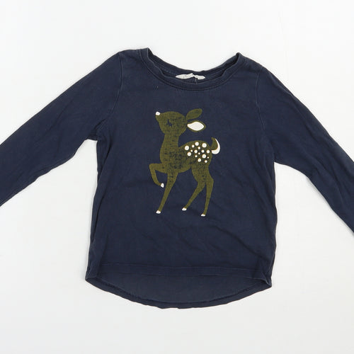 Mac + Ellie Girls Blue  Cotton Basic T-Shirt Size 4 Years Crew Neck Pullover