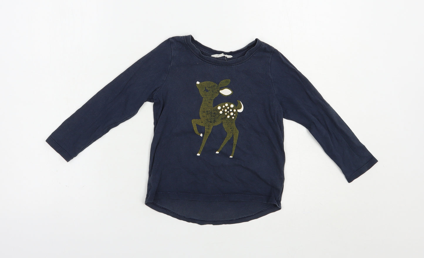 Mac + Ellie Girls Blue  Cotton Basic T-Shirt Size 4 Years Crew Neck Pullover