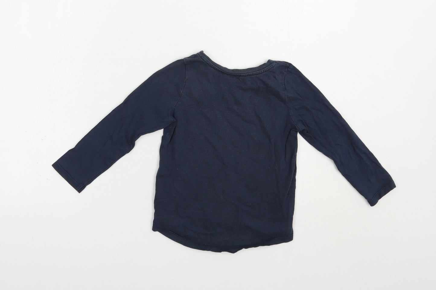 Mac + Ellie Girls Blue  Cotton Basic T-Shirt Size 4 Years Crew Neck Pullover