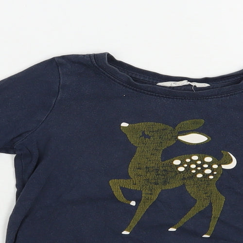Mac + Ellie Girls Blue  Cotton Basic T-Shirt Size 4 Years Crew Neck Pullover