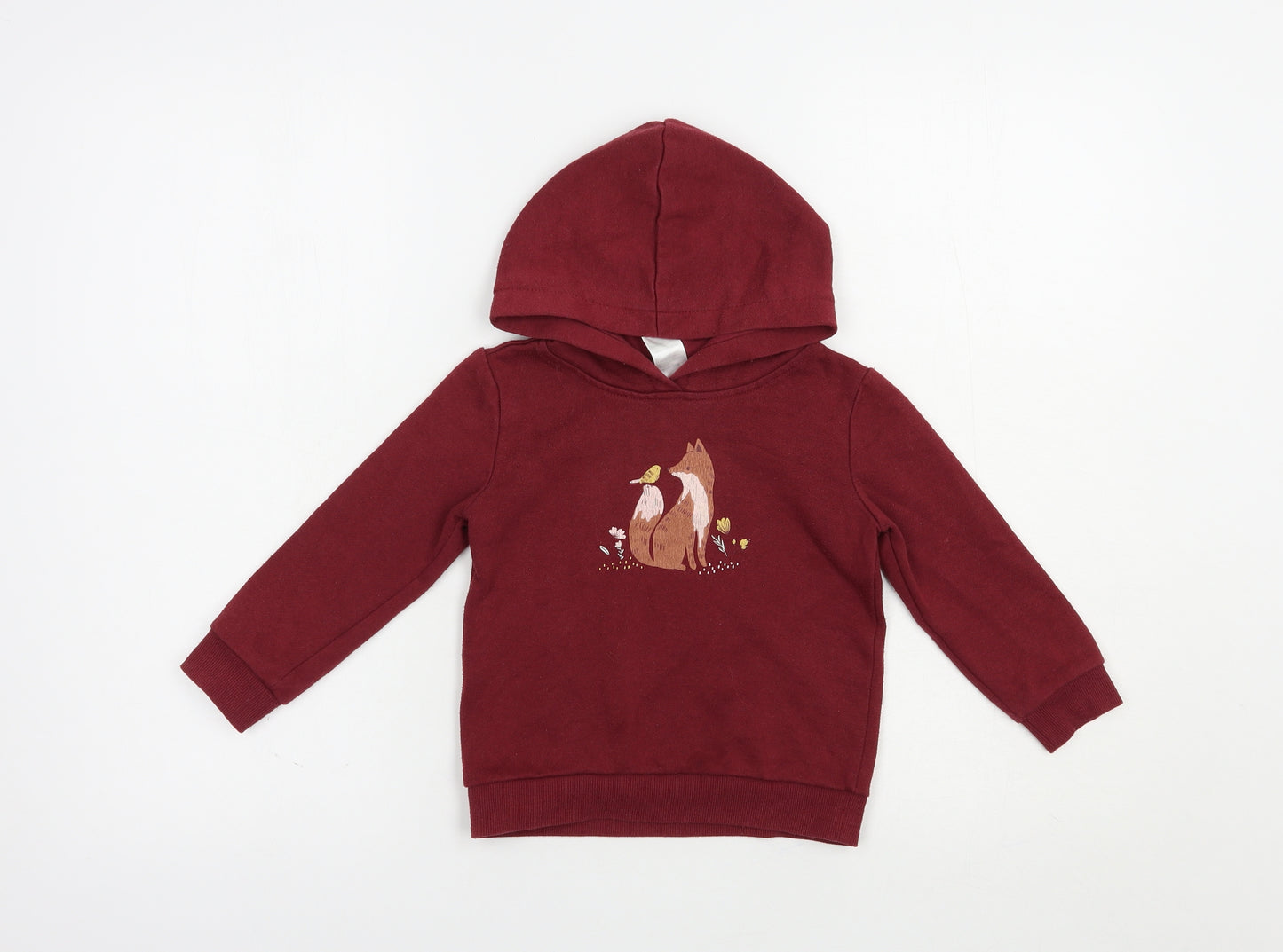 Anko Girls Red  Cotton Pullover Hoodie Size 3 Years  Pullover - Cute Fox