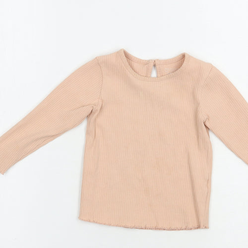 Primark Baby Pink  Cotton Pullover T-Shirt Size 12-18 Months Crew Neck Button