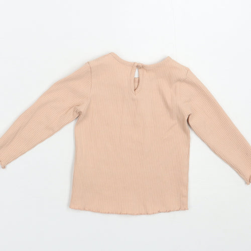 Primark Baby Pink  Cotton Pullover T-Shirt Size 12-18 Months Crew Neck Button