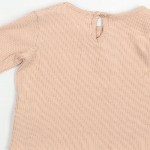 Primark Baby Pink  Cotton Pullover T-Shirt Size 12-18 Months Crew Neck Button