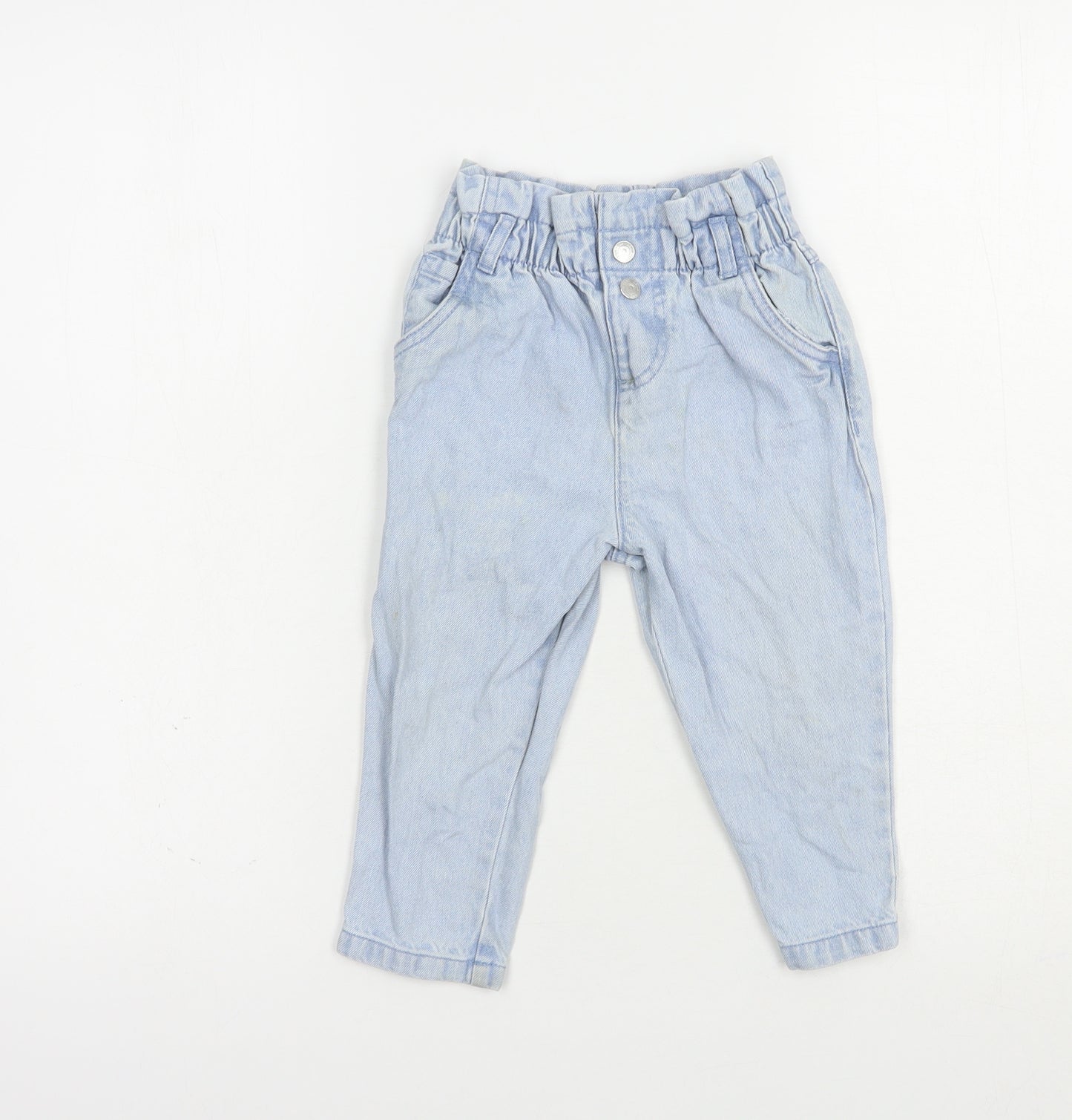 F&F Baby Blue  Cotton Jogger Jeans Size 18-24 Months  Snap
